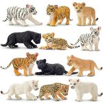 toymany 12PCS Safari Animal Figurines, High Emulational Detailed Baby Plastic Zoo Animals, Lions Tigers Cheetahs Figure Toy Set, Easter Eggs Cake Toppers Christmas Birthday Gift for Kids Toddlers