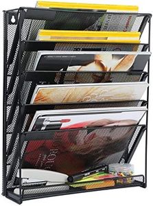 samstar Wall File Holder, 6-Tier Hanging Wall File Organizer Wall Mount Paper File Folder Mail Organizer for Office/School, 1 Pack