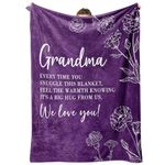 Gifts for Grandma Blanket, Grandma Birthday Gifts, Grandma Gifts for Mothers Day Christmas, Super Soft Flannel Throw Blanket for Grandma 50" x 60", Purple