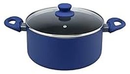 Tasty Everyday Cooking Pot with Lid Ø24cm, 4500ml, Casserole Dish, Round Stock Pot with Soft-Touch Handles, Cooking Pot with Non-Stick Coating for All Stoves, Dimensions: Ø24cm, Colours: Grey & Blue