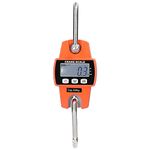 Mini Digital Crane Scale 300kg/660lbs Hanging Scale, Heavy Duty Hook Scale with Cast Aluminum Case, Portable Electronic Crane Scale, Industrial Hanging Weight Scale for Farm Fishing Hunting (Orange)