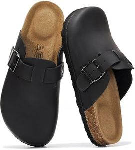Project Cloud Genuine Leather Footbed Clogs for Women - Memory Foam Arch Support Slippers for Women - Trendy Slip-ons Women's Mules & Clogs Sandals (Benton,BLKDIS,9M)