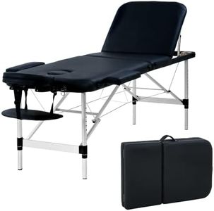 BestMassage Portable Massage Table 3 Folding Massage Bed Aluminium Frame Lash Bed Height Adjustable Salon Table with Non-Woven Bag for Spa Footmassage Facial CareSpa Tattoo (Black)