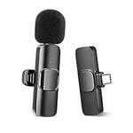 Mini Clip On Microphone, Wireless Lavalier Microphones for USB-C Android Smartphone, Wireless Mics with Adaptor for Video Recording, Live Streaming, YouTube Vlog Interview TikTok Facebook, Plug-Play