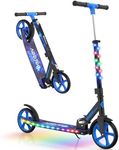 BELEEV V9 Big Wheel Scooter for Kids Ages 6+ with LED Light-Up Stem & Deck, 4 Adjustable Height, Shock Absorption, Foldable Kick Scooter for Adults, Teens, Up to 220 lbs