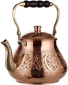 DEMMEX 2019 Heavy Gauge 1mm Thick Natural Handmade Turkish Copper Engraved Tea Pot Kettle Stovetop Teapot, Large 3.1 Qt - 2.75lb (Engraved Copper)