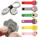 12PCS Silicone Cable Organisers Cable Storage Metal Snap Button Cable Ties Cute Cartoon Reusable Cable Manager Cable Straps Wire Wrap Releasable Cable Tidy Wrap Headphone Manager Cord Keeper Set Of 12