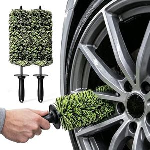 INDIGO WHALES Wheel Barrel Brush,2026 New Long Handle Microfiber Wheel Barrel Brush Car Duster Exterior,Car Duster Interior Multipurpose Cleaning Tool (2PCS)