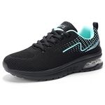 STQ Running Shoes for Women Slip on Air Cushion Tennis Walking Sport Travelling Sneakers Black Teal US 8