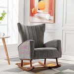 CRAFTCITY Ergonomic Rosewood Rocking Chair (Grey 4)