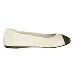 Cocorose Foldable Shoes - Harrow Leather Ballerina - White with Black Cup -Size UK6