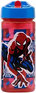 Botella de agua reutilizable cuadrada con pajita incorporada de 510 ml de Spider-man