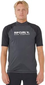 Rip Curl Men's Shock UPF Short Sleeve Rash Vest, Black Marle, XXS