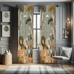 Ambesonne Woodland Window Curtains, Funny Nature Theme Cartoon Lion Elephant Bird Giraffe Animals Print, Lightweight Decor 2-Panel Set with Rod Pocket, Pair of - 28" x 84", Olive Green Redwood Ecru