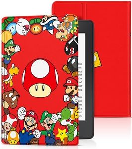 Trendy Fan for Kindle Paperwhite 11th Generation Case 6.8 inch 2021/Signature Edition Cute Cartoon Kawaii Kids Boys Teen Girls Folio Cover with Auto Sleep/Wake for Kindle Paperwhite 2021 E-Reader,Red