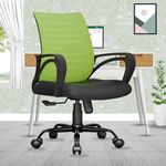 beAAtho® Verona Mesh Mid-Back Ergonomic Home Office Chair | 3-Years Limited Warranty Included | Tilting & Height Adjustable Mechanism, Heavy Duty Metal Base | Ideal for Office Work & Study (Green)