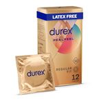 Durex Real Feel Condoms, 12s, Regular Fit, Latex Free, Extra Silicone Lube, Easy On Shape