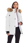 Alpine North Women’s Vegan Down Parka with Faux Fur Hood - Insulated, Water-Repellent, Winter Coat, Jacket For Women (White, Large)