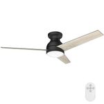 Inlight 52'' Indoor & Outdoor Ceiling Fan with LED Light and Remote Control, Home Decor, Black, Reversible AC Motor, 3 Plywood Blades Low Profile Ceiling Fan for Bedroom, Living Room, IN-0713-2-PL