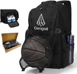Gemgoal Large Basketball Bag for Men with Ball Hold Shoe Compartment Basketball Backpack for Boys for School with Water Bottle Holder Fence Hook Best for Soccer Multiple Compartments