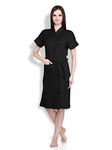 Sanddune Women Bathrobe | Terry Cotton Shower Gown | Half Sleeve Knee Length Ladies Bath Robes | Pocket with Waist belt Girls Bathrobes | Black Bathrobe - Extra Large Size