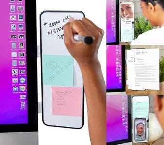 Removable Multi-Use Laptop and Monitor Memo Board; 11.8" x 4.3" Magnetic Whiteboard; 4.3" x 3.7" Desk Mirror; Phone Mount; Document Holder; Small Dry Erase Board; Sticky Note Holder; White Brackets