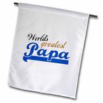 3dRose fl_151315_1 Worlds Greatest Papa Best Dad in The World Blue Text on White Great for Fathers Day Garden Flag, 12 by 18-Inch