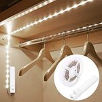 OriFiil Motion Sensor Wardrobe Light, 1M LED Strip Lights Night Light, 6000K Cold White, Auto on/Off, Battery Powered for Closet, Cabinet, Kitchen, Stairs, Pantry, Under Bed Indoor Lighting