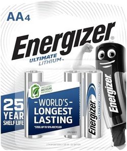 Energizer Ultimate AA Lithium Batteries, Long Lasting, 25 Year Shelf Life, 4 Pack