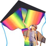 Huge Rainbow Kite for Children and Adults - Very Easy to Fly Kite - Stable In Low Winds - Great Outdoor Toy for Beginners - Makes a Great Gift or Stocking Filler