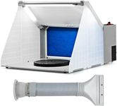 HOMFME Folding Airbrush Spray Booth, Portable Spray Booth Kit with 3 LED Lights, Adjustable Hose and Revolving Turntable, Spray Booth and Extractor Set for Models Crafts Artworks