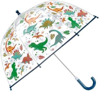 Stephen Joseph, Clear Color Changing Bubble Umbrella, Toddler Bubble Umbrella with Dome Canopy, Kids Wind and Rain Protection Umbrella, Dino