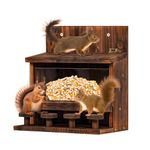 KHayRovies Squirrel Feeders for Outside Funny, Squirrels Peanut Feeder Squirrel House Outdoor, Carbonized Wooden Chipmunk Squirrel Picnic Table Feeder Station for Garden Tree Backyard