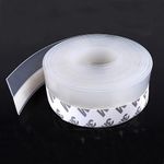 Silicone Seal Door Strip Bottom - 8M/26ft (W: 25MM) Silicone Sealing Sticker Self Adhesive Weather Stripping for Gaps of House, Glass Shower, Window and Door, Weatherproof Soundproof Insect Proof