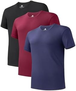 DAVID ARCHY Men's Undershirt Bamboo Rayon Moisture-Wicking T-Shirts Stretch Crewneck Tees for Men, 3-Pack (S, Navy Blue/Black/Burgundy)