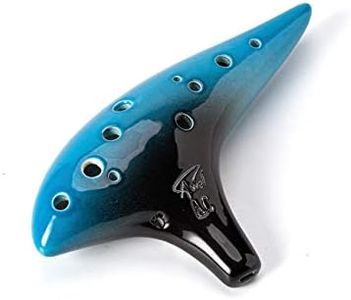 “Ocean Notes” 12 Hole Sweet Potato Ocarina Graceful Shape Pottery Ocarina in Alto C (Night Blue)