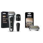 Braun Series 9 PRO+ Electric Shaver & Electric Shaver Head Replacement Part 94M Silver, Compatible with Series 9 Pro and Series 9 Electric Razors for Men