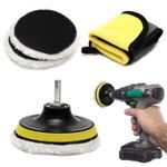 5 Pcs Car Buffer Polisher Pads Drill Attachment, Polishing Buffing Pads Mop Wheel Buffer Pad Drill Kit, Wool Buffing Pad for drill with Car Wipe for Car Polishing Wooden Furniture Glass
