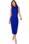 aihole Enterprise Women's Fit and Flare Midi Knee Length Dresses for Women/Beach Dress for Women (BLUE, XL)