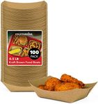 Stock Your Home [100 Pack] Small Disposable Brown Kraft Paper Food Trays, 0.5-Lb Concession Tray, Serving Boats for Party Snacks, Taco Bar, Seafood, Nachos Plates, Half-Pound