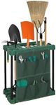 2 Tier Garden Tool Holder Heavy Duty Garden Tools Storage Multi Tool Portable Organiser Tidy with Wheels for Sheds Garages & Outdoors Freestanding Holder for Rakes Shovels Brooms 61 x 58 x 31cm GREEN