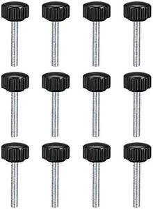 uxcell 12pcs Knurled Clamping Knobs M4 x 30mm Metric Zinc Plated Carbon Steel Male Thread Thumb Screw on Type 16mm Plastic Round Head Threaded Hand Bolt Stud Knobs Black
