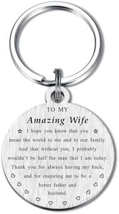 Valentines Day Gifts for Wife - Keychain with 'I Love You' Message for Birthday, Valentine's Day and Anniversary - Thank You Wife for Being My Soulmate and Partner