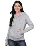 Alan Jones Clothing Women's Cotton Solid Regular Fit Hoodies Sweatshirt (Grey_M)