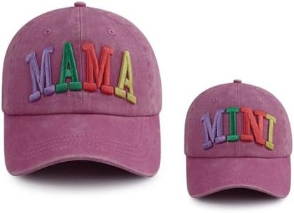 Kahhrepa 2PCS Mama and Mini Hats for Women Girls, Funny Adjustable Embroidered Cotton 3D Mom Daughter Baseball Cap, Pink, One Size