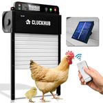 CluckHub Automatic Chicken Coop Door - Solar Powered, Electric Opener, Light Sensor w/Timer, Anti-Trap, Multi-Modes | Aluminum, Weather-Resistant | Own Control Panel w/Remote Control, Black
