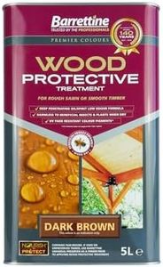 Barrettine Wood Protective Treatment (Dark Brown, 5L) - Ideal Treatment for Outdoor Treated Timber Structures. Wood Protector Oil with Water Repellent Qualities. UV & Fade Resistant.