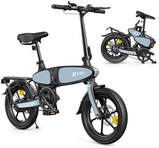 DYU Electric Bike, C2 16 Inch Folding Ebike, 500W Peak Motor, 48V 7.5AH Battery, Max Range 38 Miles, Adjustable Seat, 3 Level Assist, Foldable Electric Bike for Adults/Teens 13+