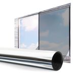 Warmiehomy Window Film Privacy One Way,40x200cm Mirror Reflective Sun Blocker UV Blocking Window Tint Film,Non-Adhesive Heat Control Anti Glare Glass Window Films for Home and Office,Silver