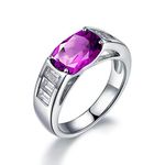 Daesar Women Ring Jewelry Wedding Rings for Women 925 Sterling Silver Band Anniversary Promise Rings Amethyst Ring Size 4